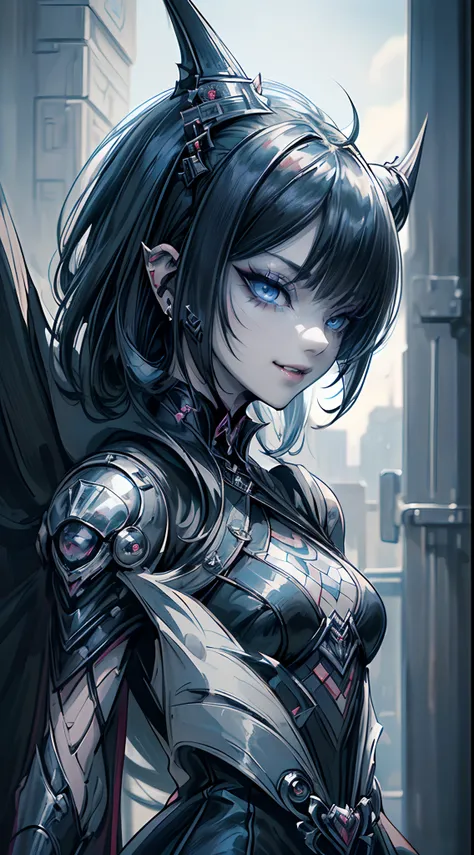 ((4K works))、​masterpiece、(top-quality)、((One Beautiful Villain Girl))、Slim body、tall、((Villain Black Dress Fashion))、(Detailed beautiful eyes)、Assembly hall、Meeting of villains、((Face similar to Carly Rae Jepsen))、((Long boyish black and white split hair)...