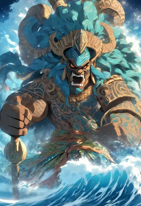 (((Tangaroa))) best quality, ultra-high resolution, 4K detailed CG, master piece, Maori ,Maori god,Maori mythology, ((Marine god)) , Maori image, aesthetic, screen-centered