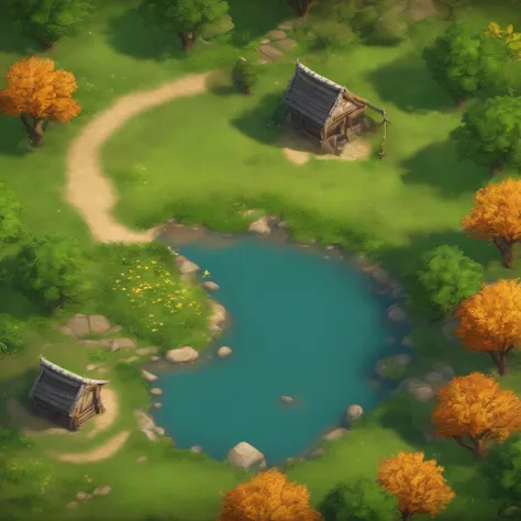 (best quality,4k,8k,highres,masterpiece:1.2),ultra-detailed,realistic,high-definition illustration,2D game map,top-down view,tile-based,anime style,sunlit,grassland,magical fantasy style,loopable tiles,immersive gameplay.