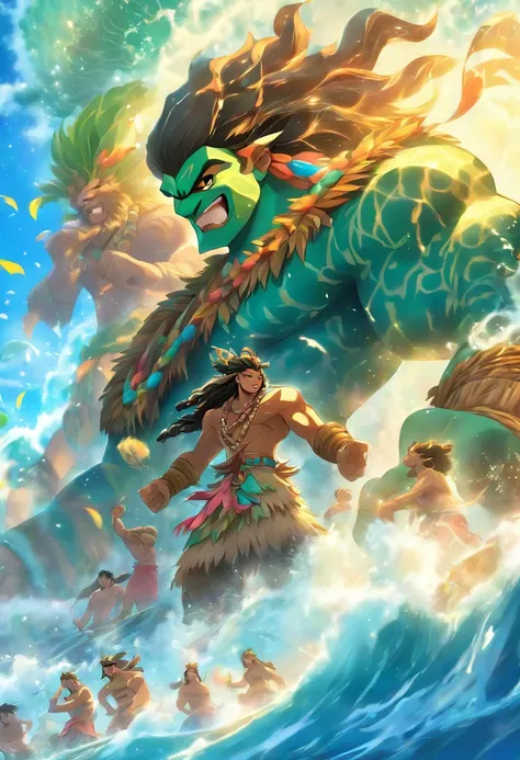 (((KANALOA))) best quality, ultra-high resolution, 4K detailed CG, master piece,Ocean God,Hawaiian mythology, ((Ocean God)) , Maori image, aesthetic, screen-centered