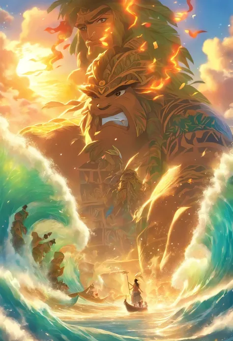 (((KANALOA))) best quality, ultra-high resolution, 4K detailed CG, master piece, Ocean,Hawaiian mythology, ((Ocean God)) , Maori image, aesthetic, screen-centered