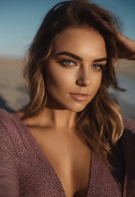 Arafed Mujer totalmente , Chica sexy con ojos azules, ultra realista, meticulosamente detallado, Retrato Sophie Mudd, cabello rubio y ojos grandes, selfie de una mujer joven, Ojos del dormitorio, Violeta Myers, sin maquillaje, Maquillaje natural, staring d...