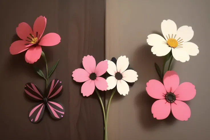 Aesthetic flowers, retro design pattern, multicolored, ((simple)), ((flowers do not protrude from the edges)).