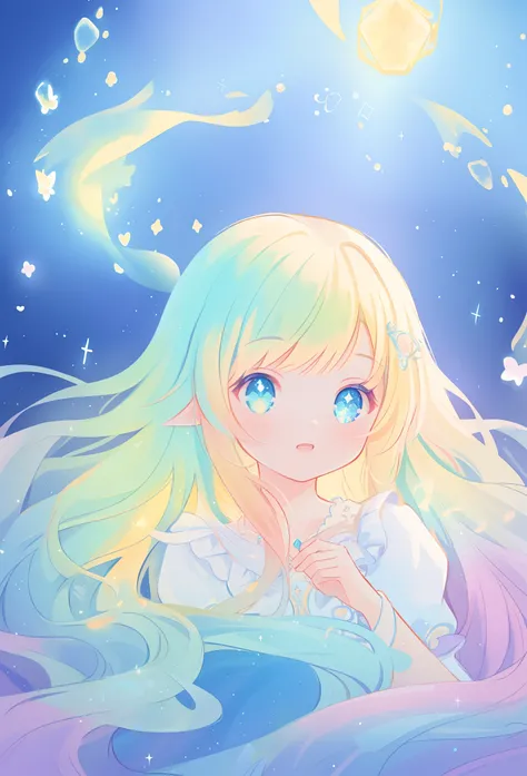 beautiful girl, flowing tiered ballgown, vibrant pastel colors, (colorful), glowing golden long hair, magical lights, sparkling magical liquid, inspired by Glen Keane, inspired by Lois van Baarle, disney art style, by Lois van Baarle, glowing aura around h...