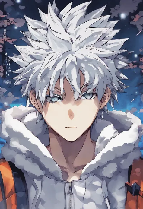 Personaje de anime con cabello blanco y ojos blancos sentado en una roca, Hajime Yatate, Un loco de cabello plateado, Nagito Komaeda, Main anime images, killua zoldyck cabello negro, Linda cara en Demon Slayer Art, Retrato de Killua Zoldyck, Arte clave del...