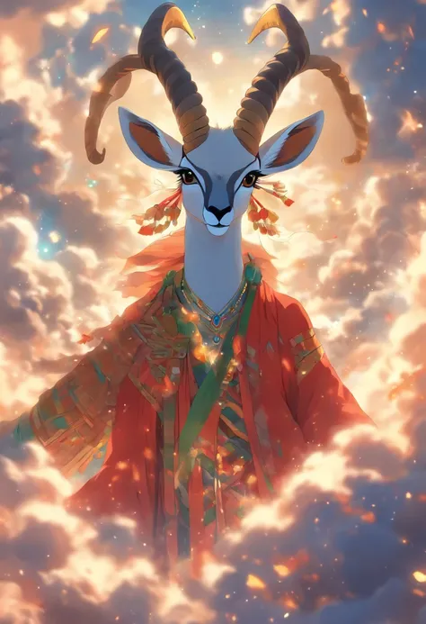 (((Vayu))) best quality, ultra-high resolution, 4K detailed CG, masterpiece, Hindu God, wind, Hindu mythology, ((About an antelope)), Hindu image, aesthetic, screen-centric, body complete