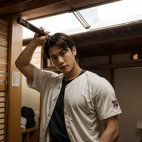 Shohei Ohtani as a samurai with baseball sword