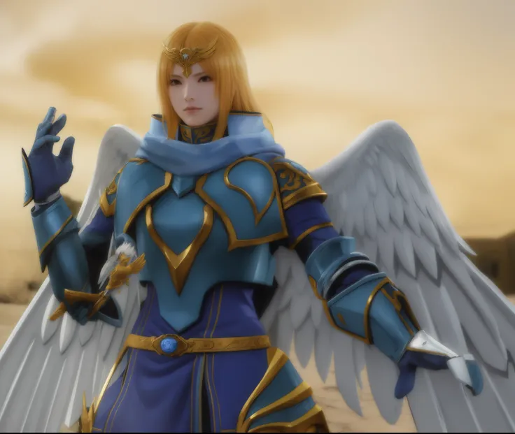 Anime - imagem de estilo de um anjo feminino com uma espada e uma espada, unreal motor render saint seiya, Alma Calibur, arcanjo, Serafim, Armor angle with wing, anjo, como personagem em tekken, angel in plastic armor, Tiro distante High Angel, Detalhes do...