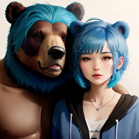 Bear with blue hair