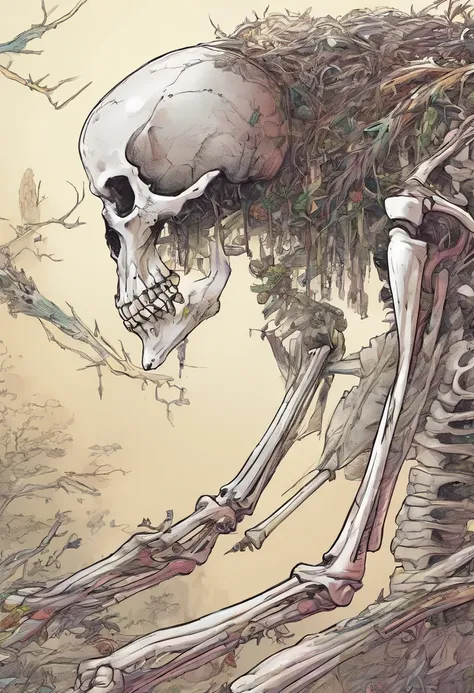 Drawing if a full skeleton looking down