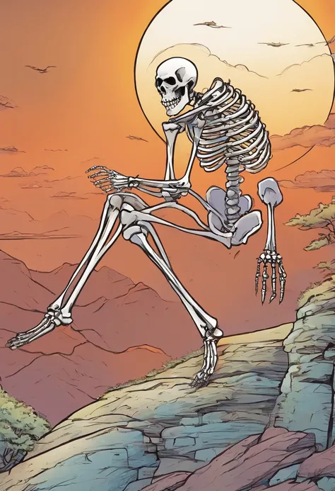 Drawing if a full skeleton looking down