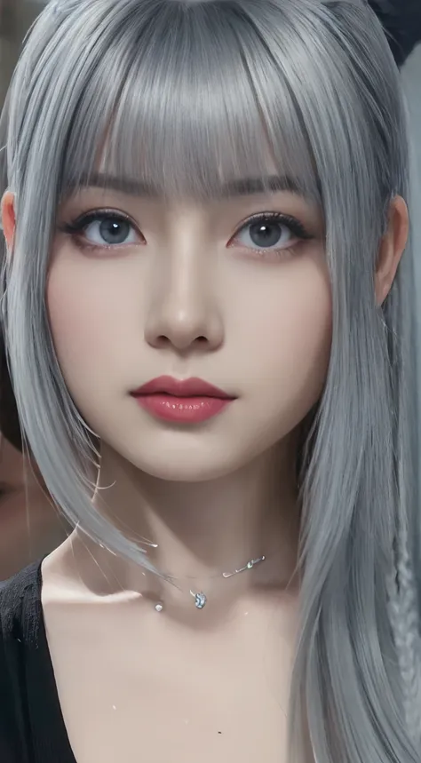 ((gray hair 2.0))super close up portrait of beautiful woman face with gray hair