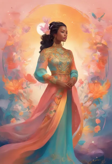 Create a cover celebrating the Malaysian woman as an icon of inclusivity in the fashion world. Ela modela roupas diversas de diferentes culturas, Promoting Unity Through Style.