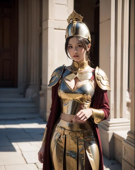 Beautiful woman in insanely intricate Roman legionnaire Outfit