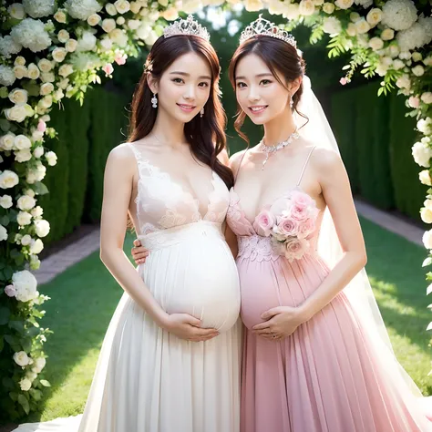 ((1 pregnant woman,1 pregnant woman,Japan pregnant women,Pregnant,Pregnant women in Japan,Pregnant women,Pregnancy,Japan pregnant women,Big belly,Very big belly)),(Smile here,View here,Looking at the camera),finerly detailed face,Lifelike face,Clean teeth,...