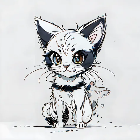 A Siamese cat cartoon avatar、Black and white line drawing、، simple、adolable