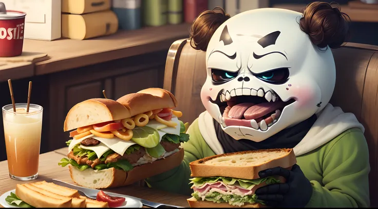 sans undertale eating sandwich