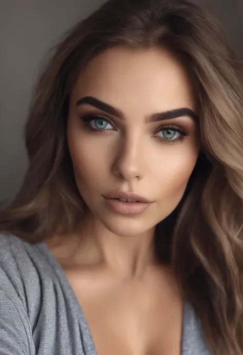 Arafed Mujer totalmente , Chica sexy con ojos azules, ultra realista, meticulosamente detallado, Retrato Sophie Mudd, cabello rubio y ojos grandes, selfie de una mujer joven, Ojos del dormitorio, Violeta Myers, sin maquillaje, Maquillaje natural, staring d...