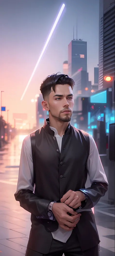 CYBER CITY BACKGROUND DONT CHANGE HAIRSTYLE HANDSOME BOY DONT CHANGE CLOTHES