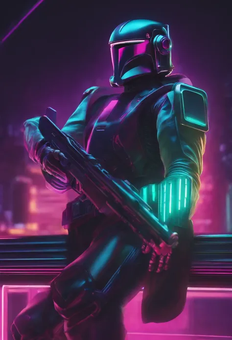 um close up de uma pessoa sentada em uma cadeira em frente a uma janela, estilo de arte synthwave, estilo de arte synthwave ]!!, arte synthwave, Fanart de Destiny, masterpiece epic retrowave art, arte do destino, [ estilo de arte synthwave ]!!, Artgem e Be...