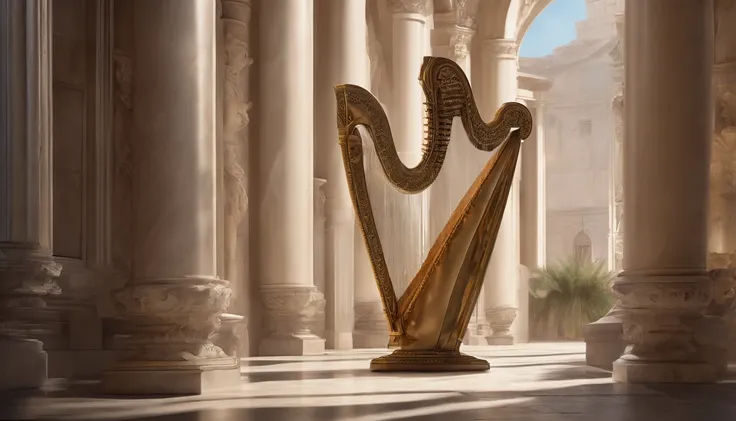 David happily played the harp in the palace courtyard to entertain King Saul.