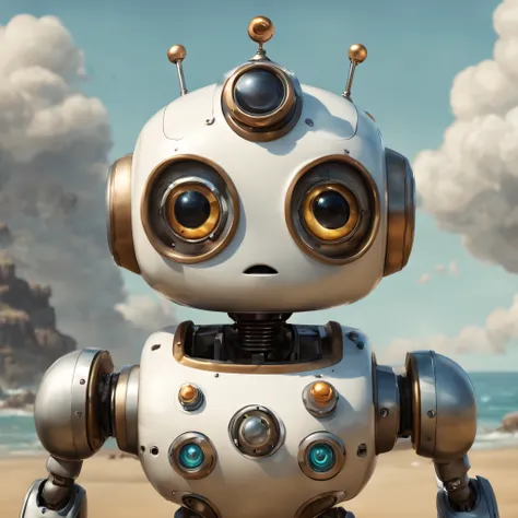 icon of cute dreming robot, detailed, digital painting, cinematic character design by mark ryden and pixar and hayao miyazaki, unreal 5, daz, hyperrealistic, octane render