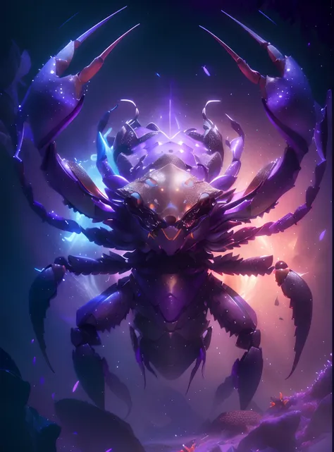 Purple crab on purple background and purple background, 3 d render stylized, 3 d rendered in octane, 3d rendered in octane, anthropomorphic crab, rendered in cinema 4 d octane, depicted as a 3 d render,Crab creatures, rendered in octane 3d, Rendered in Cin...