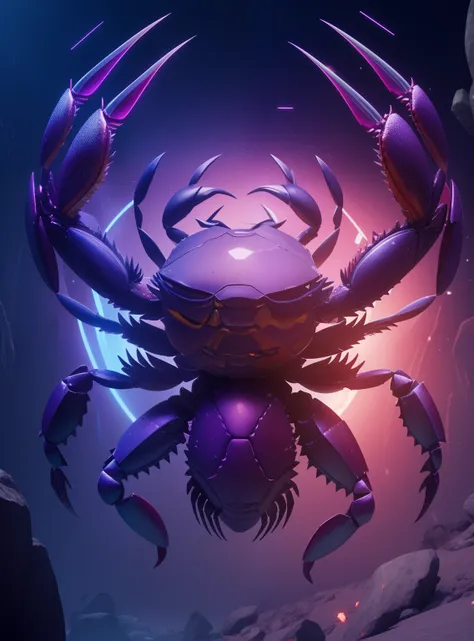 There is a large crab in the middle of the space,  amazing space creature 4 k, lolth, epic fantasy sci fi illustration, cosmic horror concept art, Purple crab on purple background and purple background, 3 d render stylized, 3 d rendered in octane, 3d rende...