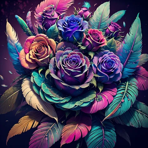 riff style 2 (top-quality, best quality, official art, plants and bird feathers, beautiful and aesthetic flowers:1.2), (roses:1....