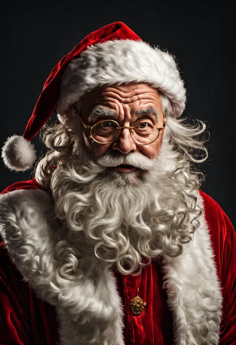 Hyper-detailed photograph of a captivating full-length portrait of Santa Claus, wise and experienced, rough expression telling stories of countless journeys (facing viewer: 1.2), (sharp focus, hyper-detailed, highly complex: 1.20), (natural lighting: 1.2),...