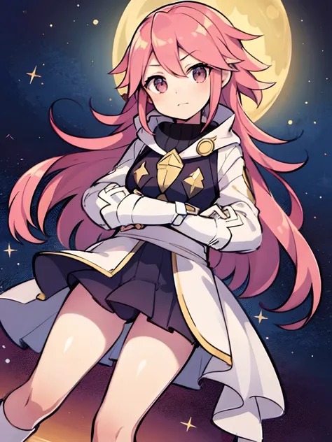 (Soleil from Fire Emblem)(serious expression) (full body) (high quality)(a moon and stars pattern in the background)