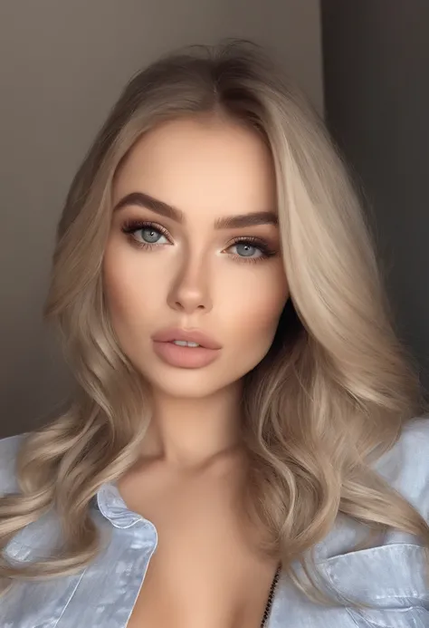 arafed woman fully , sexy girl with black eyes, ultra realistic, meticulously detailed, portrait sophie mudd, blonde hair and large eyes, selfie of a young woman, bedroom eyes, violet myers, without makeup, natural makeup, looking directly at the camera, f...