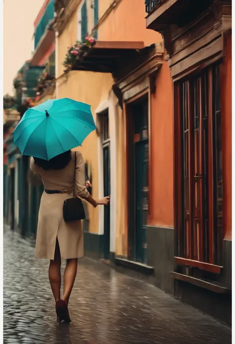 Gal renting an umbrella