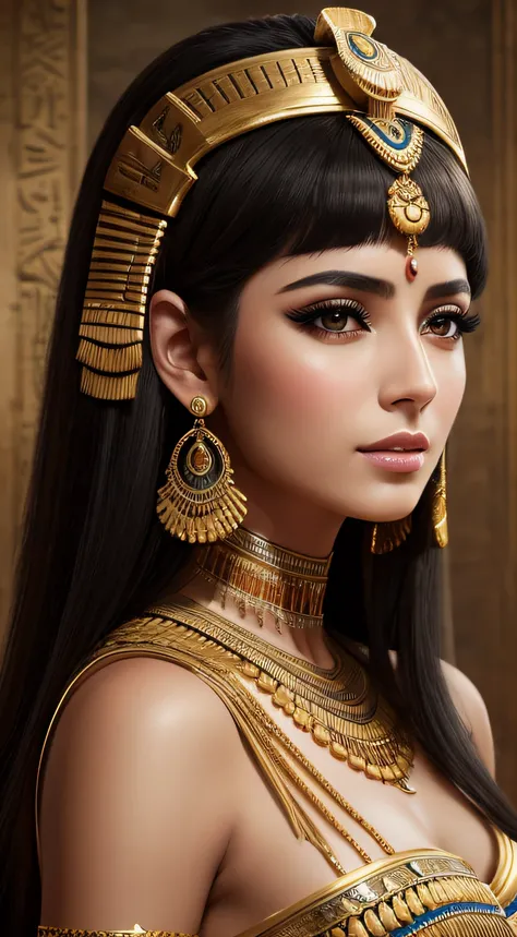 ((Best Quality, 8K, masutepiece)), RAWphoto, Photorealistic portrait of Cleopatra, hali々Egyptian attire, Cinematic, detaileds, visually stunning, Natural appearance、​masterpiece, top-quality, hightquality, hight resolution