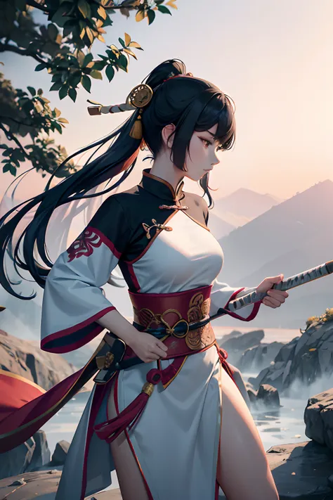 Traditional Chinese martial arts culture
Image of a female swordsman
Ancient swordsmanship
Image features of Senkaze Dojo bones
Legends and myths
Traditional clothing and accessories
Movement styling and momentum
Natural landscape background
Chinese cultur...