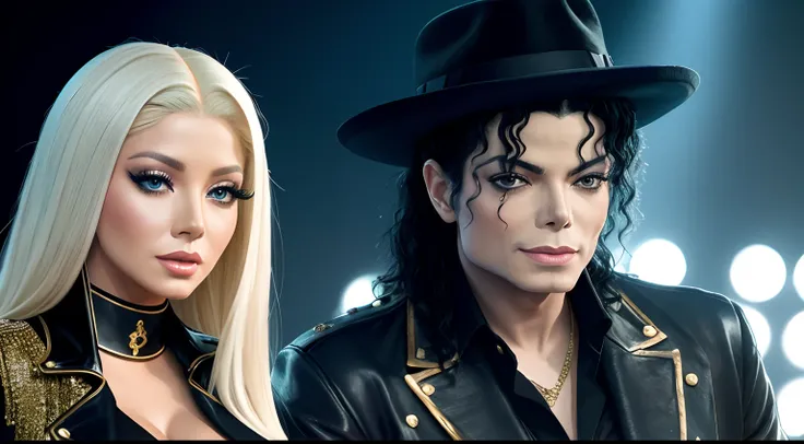 Michael Jackson and Christina Aguilera, stylize image, quality UHD, realistic style, photographi style, camera AR7