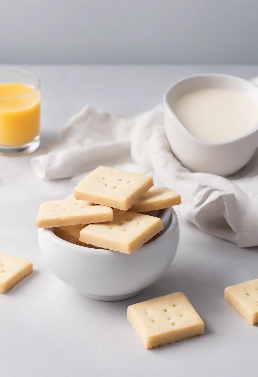 3 shortbread，A bowl of milk,farinha, Expressing the, Windowside projection，rays of sunshine，Mountain, Cinematic, Professional photography, Advertising photography, Intricate details, Hyper-detailed, Ultra photo realsisim, 8K  UHD