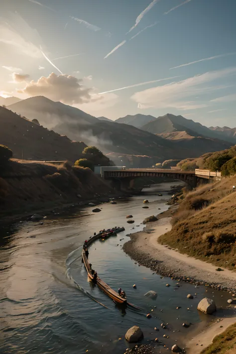 Another time。Another scene。Sunset over the mountains，The dry loess is spitting out the heat it absorbs in a day，River water soup soup rapids，It seems to wash away all the pebbles in the shallow riverbed。At this time，There was a group of people in the col a...