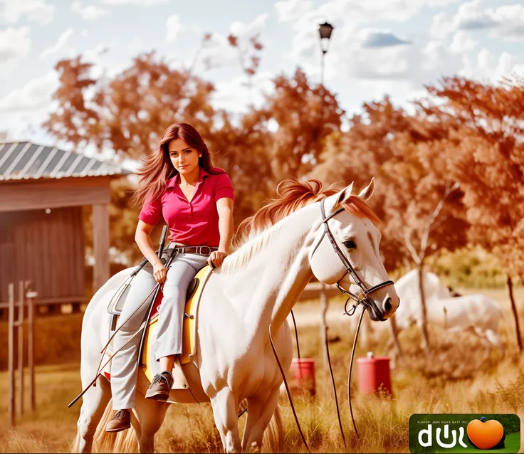 uma mulher montando um cavalo em um campo, andar a cavalo