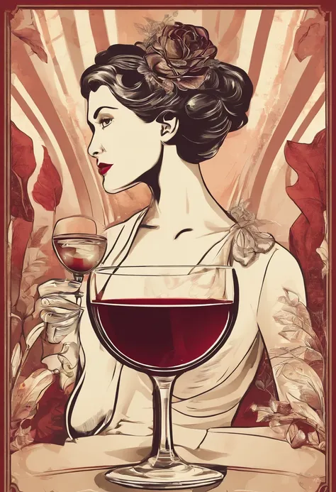 An elegant lady drinking red wine