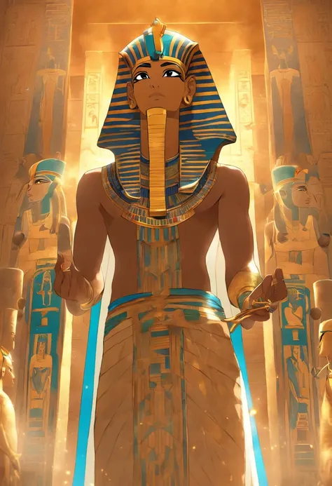 (((Ptah))) best quality, very high resolution, 4K detailed CG, masterpiece, Egyptian mythology,Ptah,Egyptian tomb, Ancient Egypt, standing pose, mummy, Egyptian clothing, Egyptian temple, desert, Ancient Egypt , ((Egyptian high priest)), Egyptian palace, a...