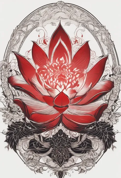 insane logo red lotus flower logo written "infernal" anime style