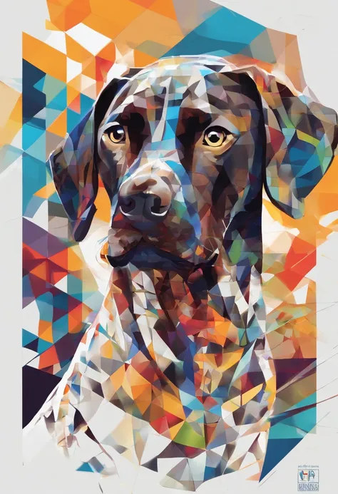 (German shorthair pointer  ),(melhor pose),(best angle), (better expression), Eduardo Kobra acolchoamento ,multidimensional geometric wall PORTRAIT, arte, Chibi,Yang08k, lindo, Colouring,