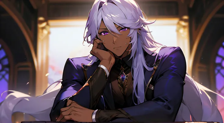 ((masterpiece)),hdr, 1man, a handsome male viera with dark skin sipping a cup of tea, mid-length hair, handsome man, best qualit...