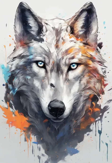 arte splash, a wolfs head, ((fundo branco)), olhos penetrantes, epic instagram, art-station, estilo splash de tinta colorida, contorno, hiperdetalhado intricadamente detalhado, Motor irreal, genial, detalhes intrincados, tela inicial, cores complementares,...