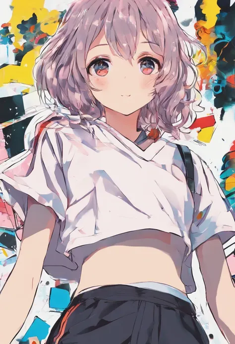 girlish, Crop Top adolescente, shorts, anime