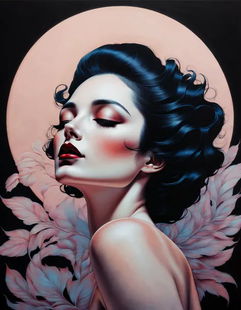 chiaroscuro technique on sensual illustration of an elegant woman, vintage , matte eerie, silky matte painting, by Hannah Dale, by Harumi Hironaka, extremely soft colors, vibrant, highly detailed, digital artwork, high contrast, dramatic, refined, tonal, F...