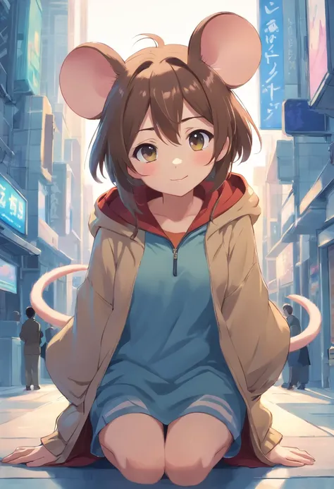 Mouse girl, smug, teasing, cute,