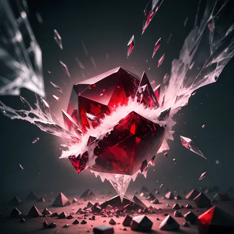 Crystal made of pure chaos , realistic, an energy pulsing from it, red