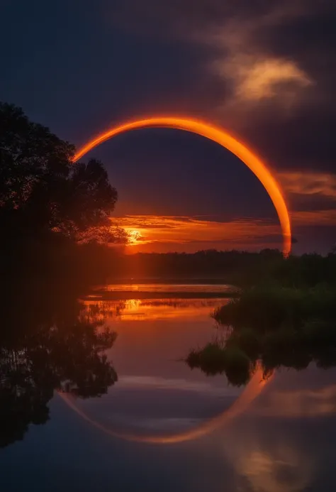 eclipse anular de sol con aillo de fuego, UHD